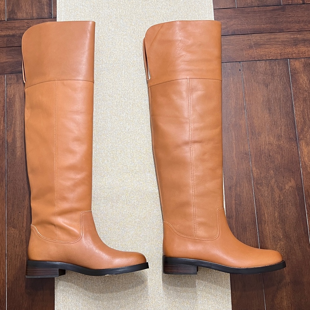 ❤️ J Crew Polished Leather Over the Knee Boot - Rich Caramel